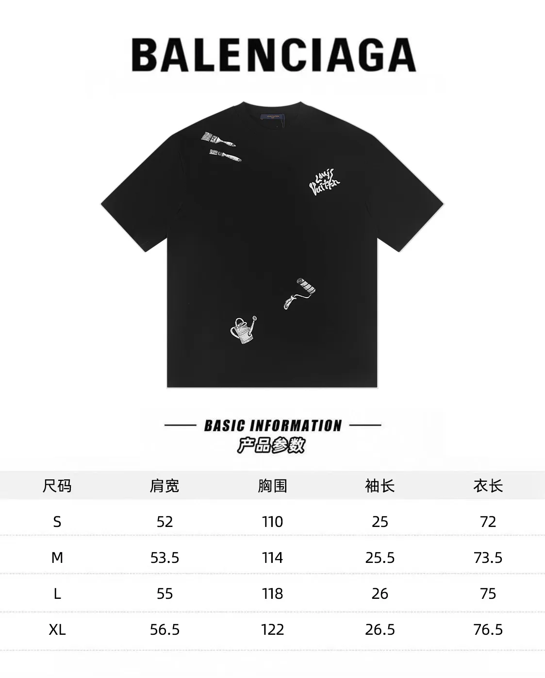 🅿️160 louis vuitto*2026 latest whitewash embroidered short-sleeved T-shirt Material: Made of high version 300g double yarn combed cotton Size: S M L XL Color: black and white Style number: W2809